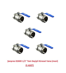 Şenpres 02600 1/2" Tam Geçişli Küresel Vana (mavi) 5 ADET