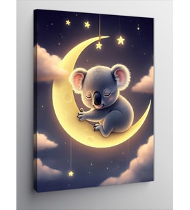 Kanvas Tablo Ayda Uyuyan Sevimli Koala