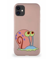 Apple iPhone 11 Soft Premier Kapak Salyangoz Gary Tasarımlı Silikon Kılıf - Pudra (Şeffaf)