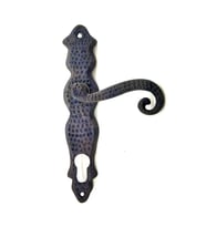 Antika Tarz Dekoratif Pirinç Kıvrık Yale Kapı Kolu - 210x43 mm, Oksit