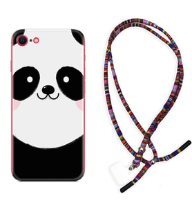 Apple iPhone 5 6 7 8 Plus Se XR Kılıf Boyun Asklı Rasta Silikon Sevimli Panda 1794