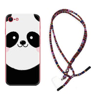 Apple iPhone 5 6 7 8 Plus Se XR Kılıf Boyun Asklı Rasta Silikon Sevimli Panda 1794
