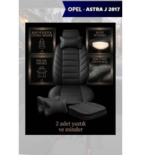 opel astra j 2017 Koltuk ve Kılıf uyumlu Lüks Minder Siyah Yastık 2 Minder 2 Yastık