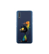 Samsung Galaxy A01 ile Uyumlu Splash Kedi Tasarımlı Şeffaf Silikon Kılıf