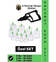 #HacamatSeti 10 Adet 5-6-7 No Kupa Islak Kuru Kullanıma Uygun 4 Parmak Pompa Hediyeli Hacamat Seti
