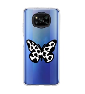 Poco X3 PRO / X3 NFC Uyumlu Siyah Beyaz Kelebek Tasarımlı Şeffaf Telefon Kılıfı