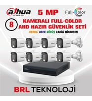 Dahua 5 MP 8 Kameralı Sesli 30 Metre Renkli Gece Görüşlü Full HD Kamera Seti