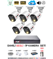 FURY Ip Güvenlik Kamera Seti 5 Kameralı Sesli 4mp Gece Renkli Su Geçirmez Ip5515s 500gb