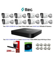 Nif Bilişim Ttec 2mp Mikrofonlu 8 Kameralı 2TB Disk Tak Çalıştır Hazır IP Kamera Seti (Beyaz)