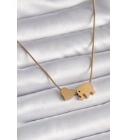316L Çelik Gold Renk Fil Kalp Figürlü Kadın Kolye 5886 - HPSBYI3185-4720