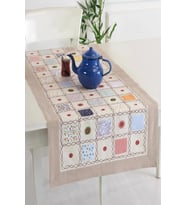 Sütlü Kahve Renkli Yamalı İşlemeli 50x130 cm Runner