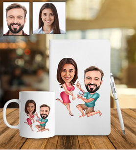 Kişiye Özel Sevgili Tasarımlı Karikatür Defter Kalem Kupa Set 23