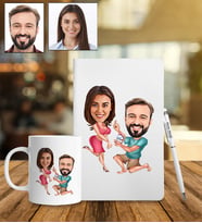 Kişiye Özel Sevgili Tasarımlı Karikatür Defter Kalem Kupa Set 23