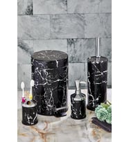 ERFAHOME Siyah Mermer Desenli 4lü Banyo Çöp Kovası Seti