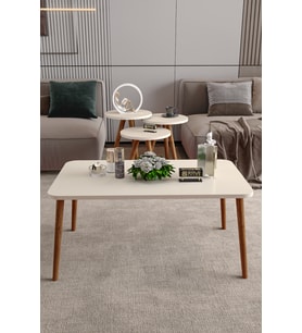 Zigon Sehpa Ve Orta Sehpa Kr Torna Krem Set 3008