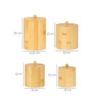 Porsima 4361 Bambu Çok Amaçlı Saklama Kabı Organizer 4lü Baharat Seti