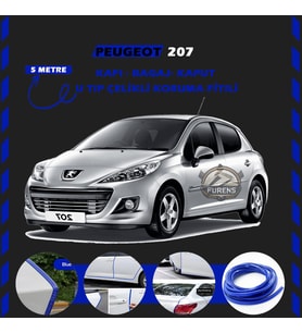 Peugeot 207 Oto Araç Kapı Koruma Fitili 5metre Parlak Mavi Renk