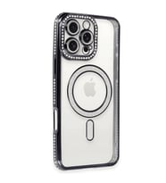 Northcity Apple iPhone 16 Pro Uyumlu Kılıf Joke Simli Magneticsafe Kılıf - Gri