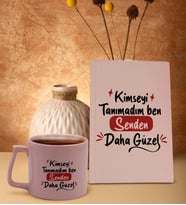BK Gift Kimseyi Görmedim Ben Tasarımlı Pembe Sert Kapaklı Defter ve Middle Kupa Seti-1, Arkadaşa Hediye, Yeni İş Hediyesi, Doğum Günü Hediyesi