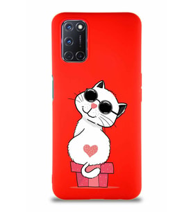 Oppo A72 Soft Premier Kapak Coolcat Tasarımlı Silikon Kılıf - Kırmızı (Şeffaf)