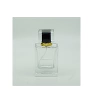 Parfüm Şişesi 50 ml 5 Adet Damla Etiketli Kare Şişe Kolay Kapama (Şeffaf)