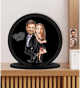 Kişiye Özel Karikatürlü Çift- Sevgiliye Hediye Ahşap Plak - Biblo