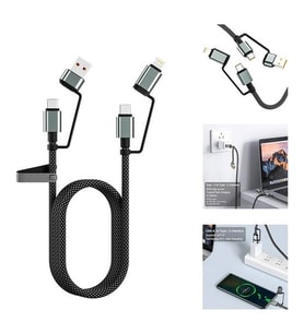 4’ü 1 Arada 100w Akıllı Tasarım Yüksek Dayanıklılık Çoklu Uyumlu Örgülü Hızlı Şarj Kablosu