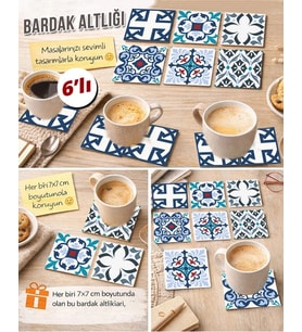 Dekoratif Desenler 12 7x7 – 6’lı Set Dekoratif Kare Tasarım