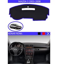 Mazda 3 2003-2008 Için Uygun Torpido Koruma Halısı Siyah Kenar Renk Mavi