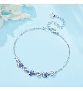 Monemel Swarovski Taşlı Kalpli Bileklik (Altın Kaplama) Sevgililer Günü Hediyesi