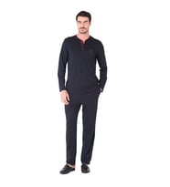 D'S Damat Pijama Takımı Yarım Patlı Uzunkol Lacivert (Çok Renkli)