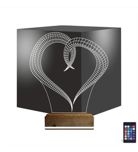Luvivia Kalp Sevgiliye Hediye 3D Lamba - Masa Gece Lambası