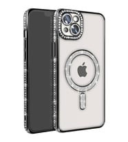 Apple iPhone 15 Kılıf Joke Simli Magneticsafe Kılıf - Siyah
