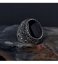 OVAL MODEL ONİX TAŞLI 925 AYAR GÜMÜŞ YÜZÜK