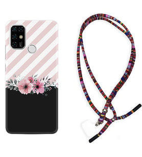 Casper E30 F20 X20 Kılıf Boyun Asklı Rasta Silikon Strip Pink Flowers 1396