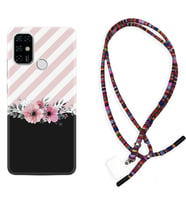 Casper E30 F20 X20 Kılıf Boyun Asklı Rasta Silikon Strip Pink Flowers 1396