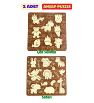 Çocuk Puzzle (Yapboz) Birinci Sınıf Ahşap 2 Parça Eğitici Öğretici Eğlenceli Set