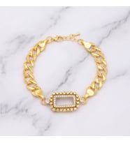 Altın Kaplama İmitasyon Gram Çerçeve Figaro Model Bileklik BLK-1261 (Gold)