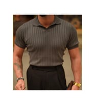 Erkek Fitilli Polo Yaka Triko T-Shirt