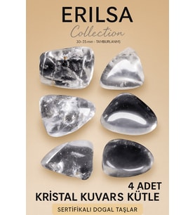 Sertifikalı Gerçek Kristal Kuvars Taşı Kütle – 4 Adetli Parlak ve Saf Doğal Taş (Beyaz)
