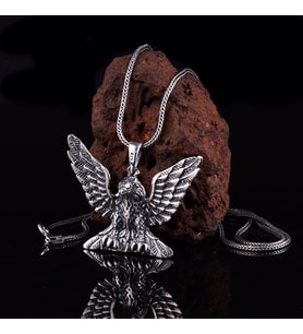 KARTAL MOTİFLİ 925 AYAR GÜMÜŞ KOLYE (Gri)