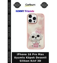 iPhone 16 Pro Max Uyumlu Köpek Desenli Silikon Kılıf 3D Nakış Detaylı Telefon Kapağı Cihaz Kılıfı
