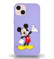 Apple iPhone 13 Mini  Lansman Kılıf Mickey Mouse Tasarımlı Altı Kapalı İçi Kadife Kaplı  Kapak (Şeffaf)