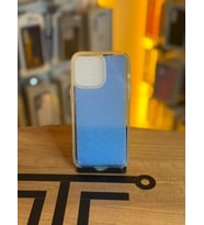 iPhone 14 Pro Max Uyumlu Parıltılı Desenli Renkli Şeffaf Silikon Kılıf (Mavi)