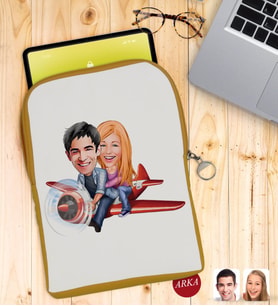 BK Gift Kişiye Özel Sevgililer Karikatürlü Taşınabilir Koruyucu Tablet Kılıfı & Organizer Çanta - Sarı-11