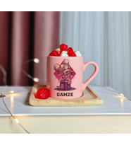 Harley Quinn Tasarımlı Kişiye Özel Pembe Türk Kahvesi Fincanı