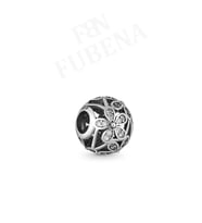 Fubena 925 Ayar Gümüş Çiçekli Kafe İşi Charm
