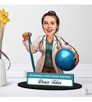 En Başarılı Kadın Fizik Tedavi Doktoruna Hediye Karikatürlü Biblo