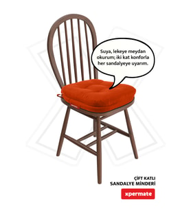 Sandalye Minderi 42x42x8 cm Çift Kat Pofuduk Fermuarlı Leke Tutmaz Kiremit