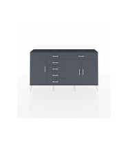 Arges Konsol 3 Raflı 6 Çekmeceli 3 Kapaklı 176x30x99 Antrasit-Antrasit